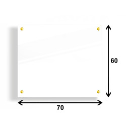 PANEL SZKLANY DO KUCHNI 70x60cm BIAŁY 4mm ZŁOTE DYSTANSE
