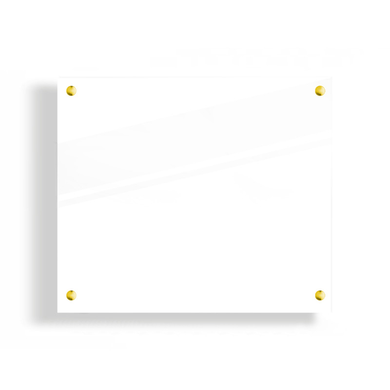 PANEL SZKLANY DO KUCHNI 70x60cm BIAŁY 4mm ZŁOTE PINY