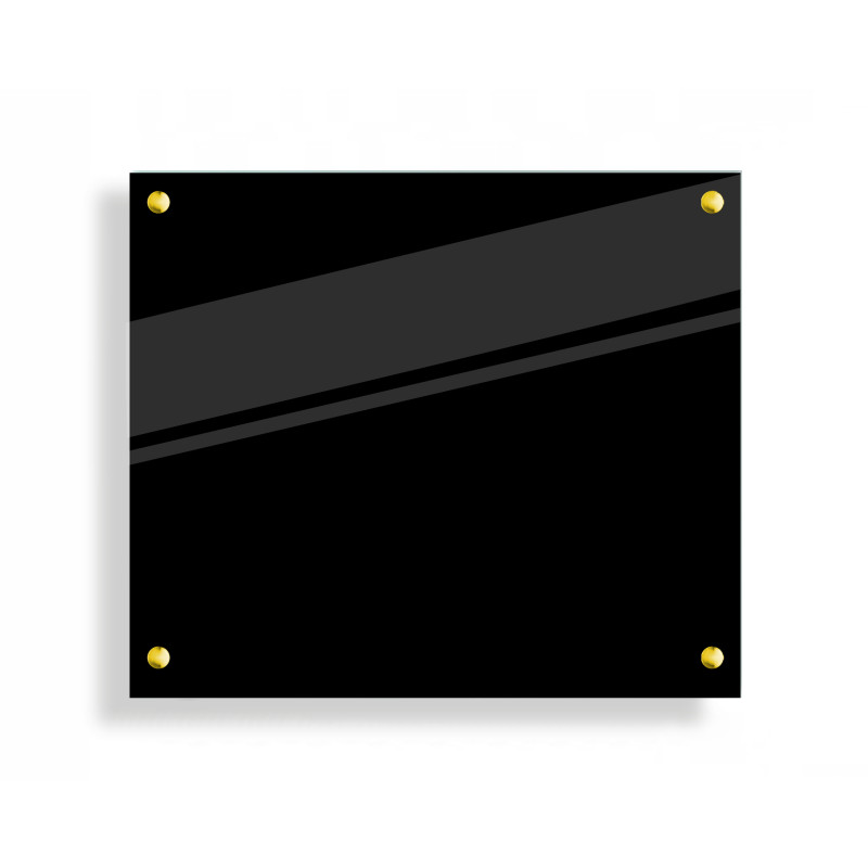 PANEL SZKLANY DO KUCHNI 70x60cm CZARNY 4mm ZŁOTE DYSTANSE