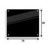 PANEL SZKLANY DO KUCHNI 70x60cm CZARNY 4mm SREBRNE PINY