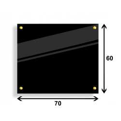 PANEL SZKLANY DO KUCHNI 70x60cm CZARNY 4mm ZŁOTE PINY