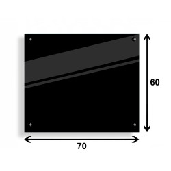 PANEL SZKLANY DO KUCHNI 70x60cm CZARNY 4mm CZARNE PINY