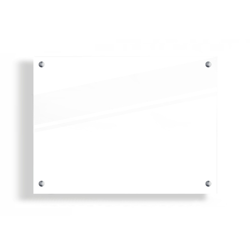 PANEL SZKLANY DO KUCHNI 80x60cm BIAŁY 6mm SREBRNE PINY