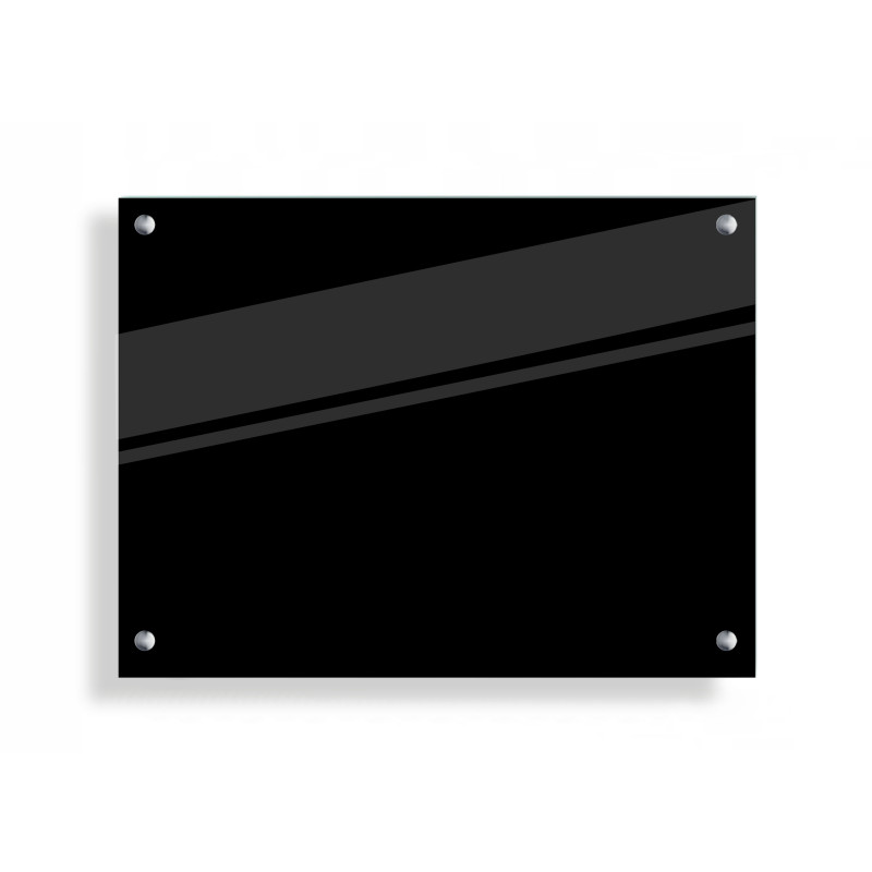 PANEL SZKLANY DO KUCHNI 80x60cm CZARNY 6mm SREBRNE DYSTANSE