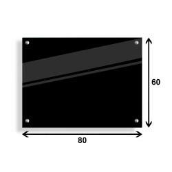 PANEL SZKLANY DO KUCHNI 80x60cm CZARNY 6mm SREBRNE PINY