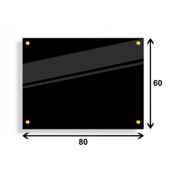 PANEL SZKLANY DO KUCHNI 80x60cm CZARNY 6mm ZŁOTE PINY