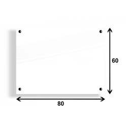 PANEL SZKLANY DO KUCHNI 80x60cm BIAŁY 4mm CZARNE PINY