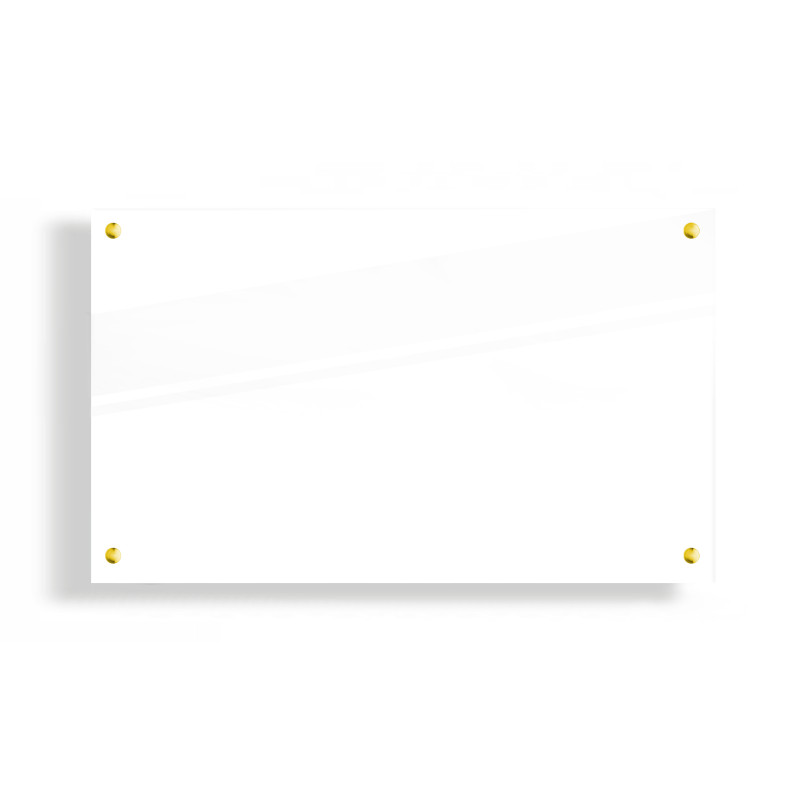 PANEL SZKLANY DO KUCHNI 100x60cm BIAŁY 6mm ZŁOTE DYSTANSE