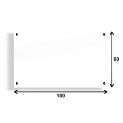 PANEL SZKLANY DO KUCHNI 100x60cm BIAŁY 6mm CZARNE PINY