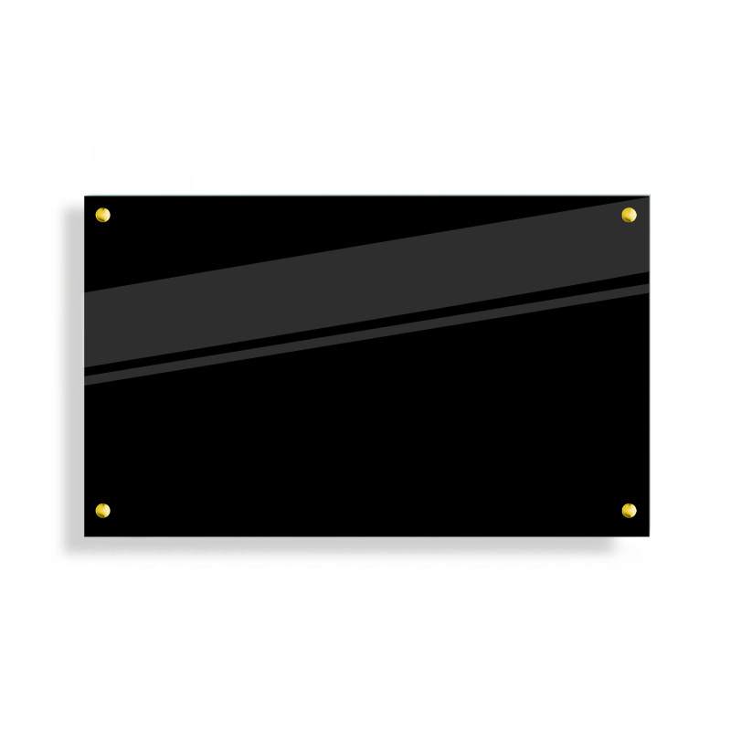 PANEL SZKLANY DO KUCHNI 100x60cm CZARNY 6mm ZŁOTE DYSTANSE