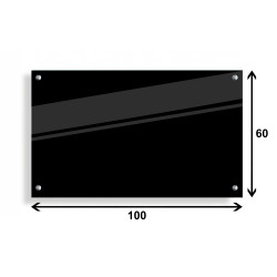 PANEL SZKLANY DO KUCHNI 100x60cm CZARNY 6mm SREBRNE DYSTANSE