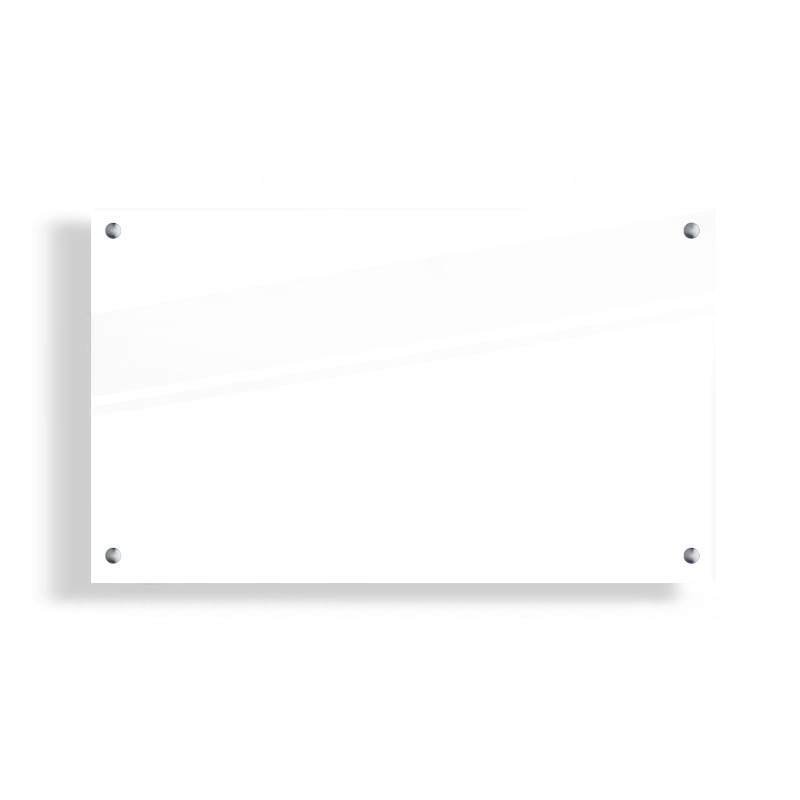 PANEL SZKLANY DO KUCHNI 100x60cm BIAŁY 4mm SREBRNE PINY