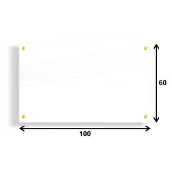 PANEL SZKLANY DO KUCHNI 100x60cm BIAŁY 4mm ZŁOTE PINY