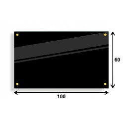 PANEL SZKLANY DO KUCHNI 100x60cm CZARNY 4mm ZŁOTE PINY