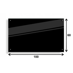 PANEL SZKLANY DO KUCHNI 100x60cm CZARNY 4mm CZARNE PINY