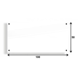 PANEL SZKLANY DO KUCHNI 100x50cm BIAŁY 6mm CZARNE DYSTANSE