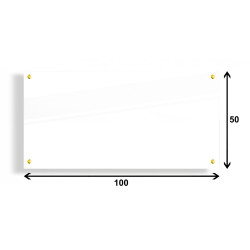 PANEL SZKLANY DO KUCHNI 100x50cm BIAŁY 6mm ZŁOTE PINY