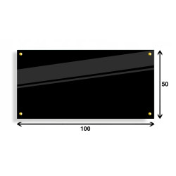 PANEL SZKLANY DO KUCHNI 100x50cm CZARNY 6mm ZŁOTE DYSTANSE