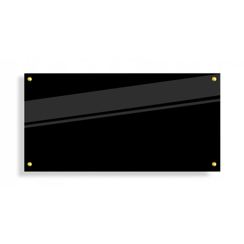 PANEL SZKLANY DO KUCHNI 100x50cm CZARNY 6mm ZŁOTE DYSTANSE