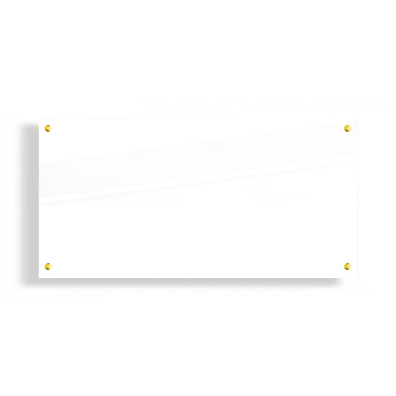 PANEL SZKLANY DO KUCHNI 100x50cm BIAŁY 4mm ZŁOTE PINY