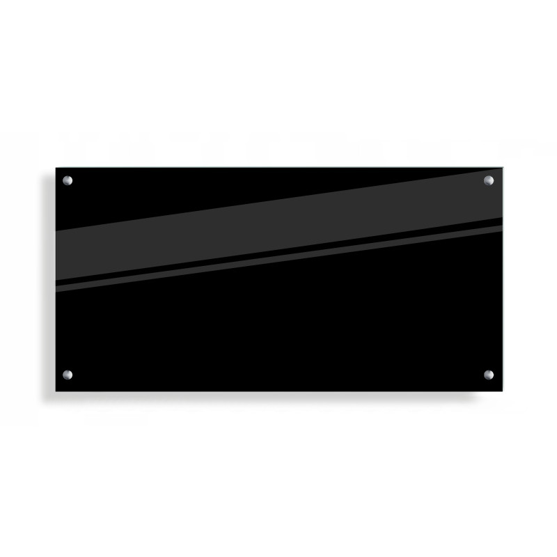 PANEL SZKLANY DO KUCHNI 100x50cm CZARNY 4mm SREBRNE DYSTANSE