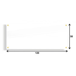 PANEL SZKLANY DO KUCHNI 120x50cm BIAŁY 6mm ZŁOTE DYSTANSE