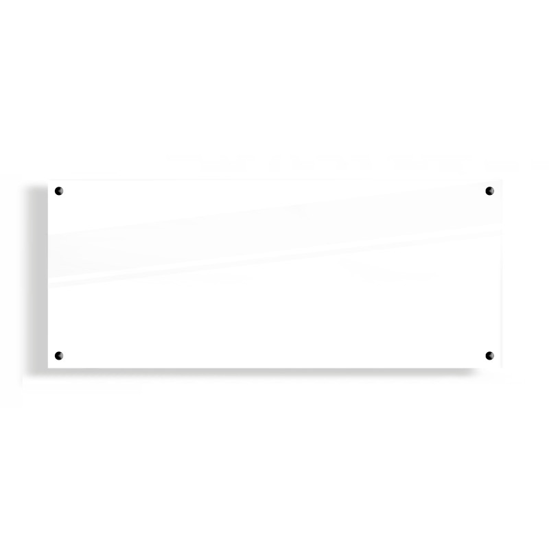 PANEL SZKLANY DO KUCHNI 120x50cm BIAŁY 6mm CZARNE DYSTANSE