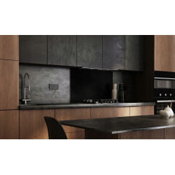 PANEL SZKLANY DO KUCHNI 120x50cm CZARNY 6mm CZARNE DYSTANSE