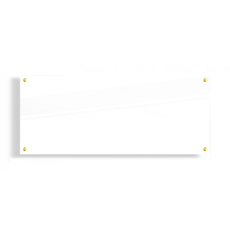 PANEL SZKLANY DO KUCHNI 120x50cm BIAŁY 4mm ZŁOTE DYSTANSE