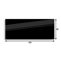 PANEL SZKLANY DO KUCHNI 120x50cm CZARNY 4mm CZARNE DYSTANSE