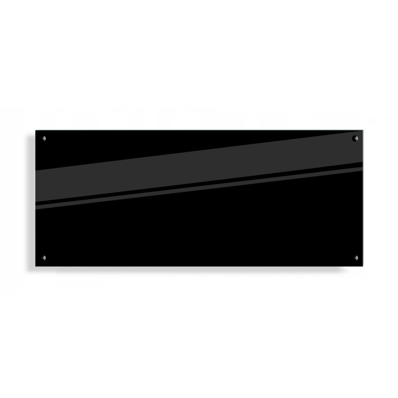 PANEL SZKLANY DO KUCHNI 120x50cm CZARNY 4mm CZARNE DYSTANSE