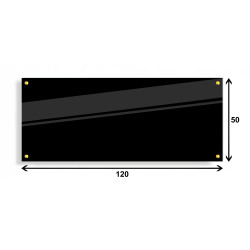 PANEL SZKLANY DO KUCHNI 120x50cm CZARNY 4mm ZŁOTE PINY