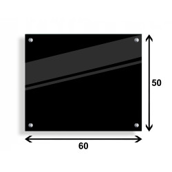PANEL SZKLANY DO KUCHNI 60x50cm CZARNY 6mm SREBRNE DYSTANSE
