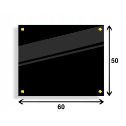 PANEL SZKLANY DO KUCHNI 60x50cm CZARNY 6mm ZŁOTE PINY