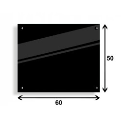 PANEL SZKLANY DO KUCHNI 60x50cm CZARNY 6mm CZARNE PINY