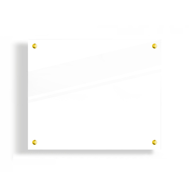 PANEL SZKLANY DO KUCHNI 60x50cm BIAŁY 4mm ZŁOTE DYSTANSE