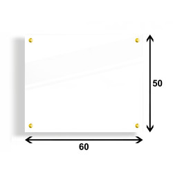 PANEL SZKLANY DO KUCHNI 60x50cm BIAŁY 4mm ZŁOTE DYSTANSE