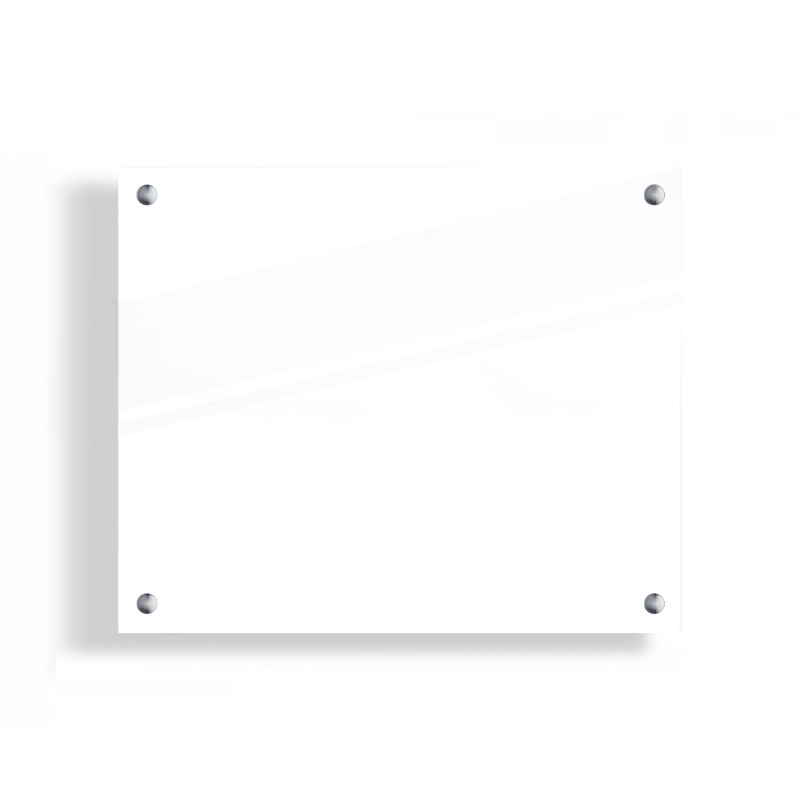 PANEL SZKLANY DO KUCHNI 60x50cm BIAŁY 4mm SREBRNE PINY