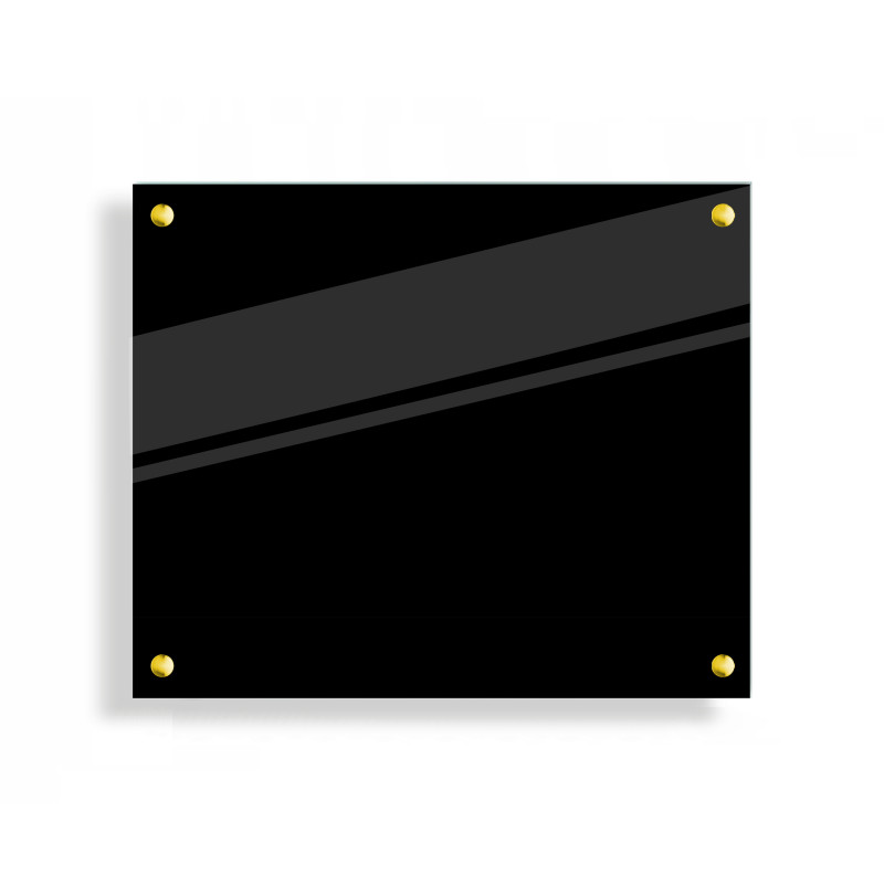 PANEL SZKLANY DO KUCHNI 60x50cm CZARNY 6mm ZŁOTE DYSTANSE