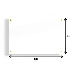 PANEL SZKLANY DO KUCHNI 60x40cm BIAŁY 6mm ZŁOTE PINY