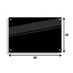 PANEL SZKLANY DO KUCHNI 60x40cm CZARNY 6mm SREBRNE DYSTANSE