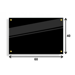PANEL SZKLANY DO KUCHNI 60x40cm CZARNY 6mm ZŁOTE DYSTANSE