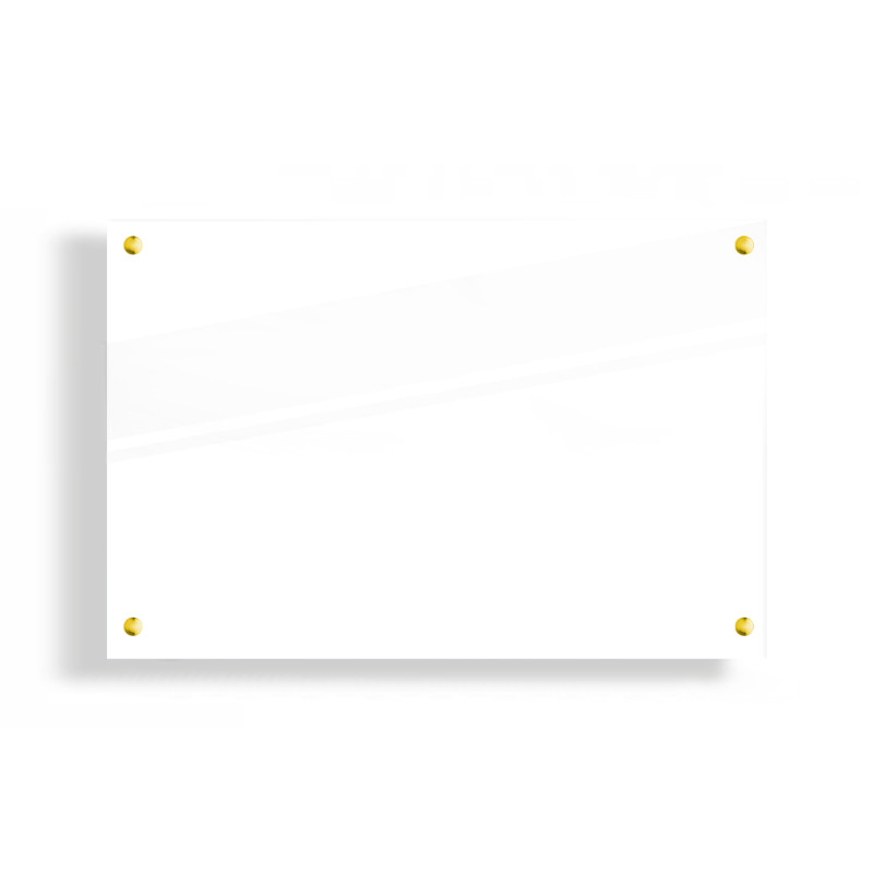 PANEL SZKLANY DO KUCHNI 60x40cm BIAŁY 4mm ZŁOTE DYSTANSE