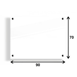 PANEL SZKLANY DO KUCHNI 90x70cm BIAŁY 6mm CZARNE PINY