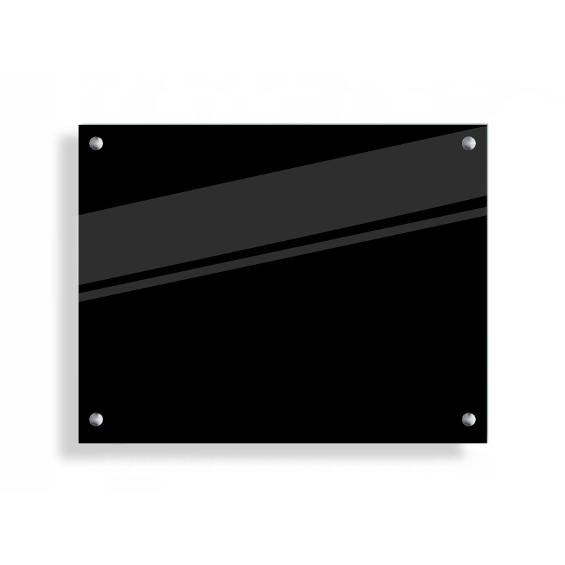 PANEL SZKLANY DO KUCHNI 90x70cm CZARNY 6mm SREBRNE DYSTANSE