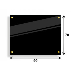 PANEL SZKLANY DO KUCHNI 90x70cm CZARNY 6mm ZŁOTE DYSTANSE