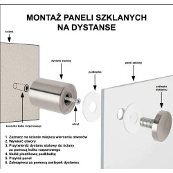 PANEL SZKLANY DO KUCHNI 90x70cm CZARNY 6mm CZARNE DYSTANSE