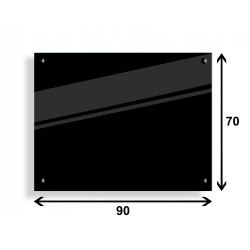 PANEL SZKLANY DO KUCHNI 90x70cm CZARNY 6mm CZARNE DYSTANSE