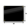 PANEL SZKLANY DO KUCHNI 90x70cm CZARNY 4mm ZŁOTE DYSTANSE