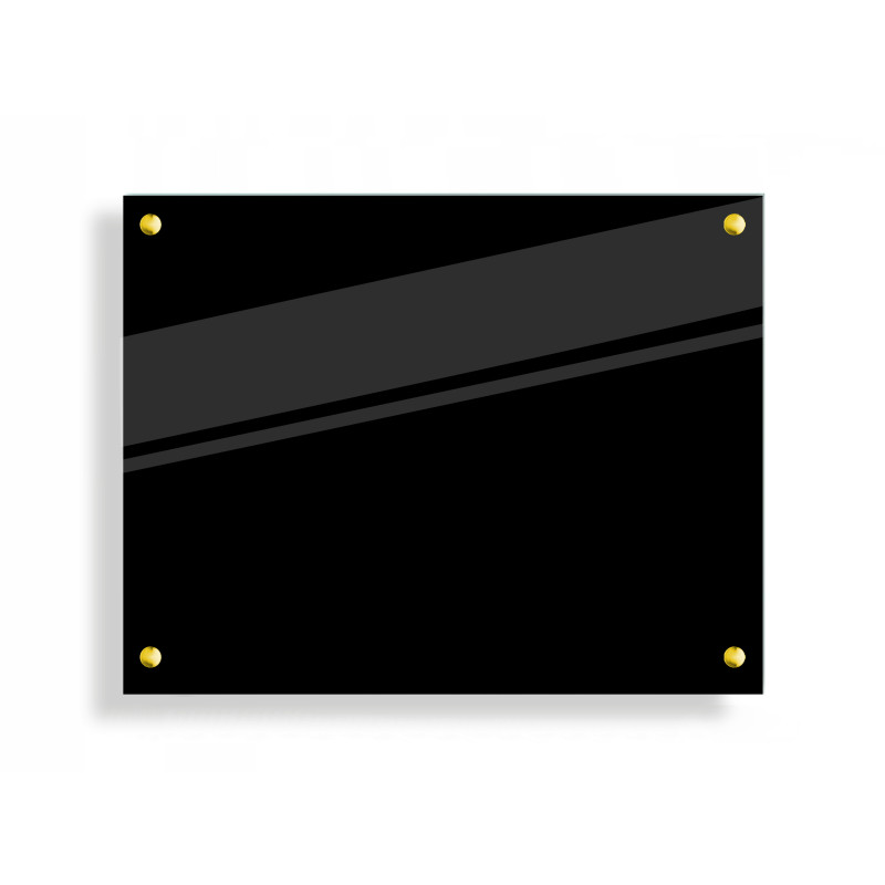 PANEL SZKLANY DO KUCHNI 90x70cm CZARNY 4mm ZŁOTE PINY